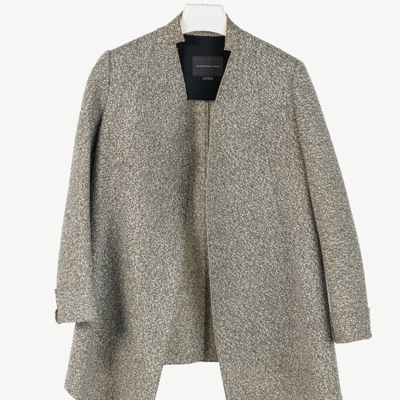 Marie Saint Pierre Grey Tweed Scuba Open-Front Coat